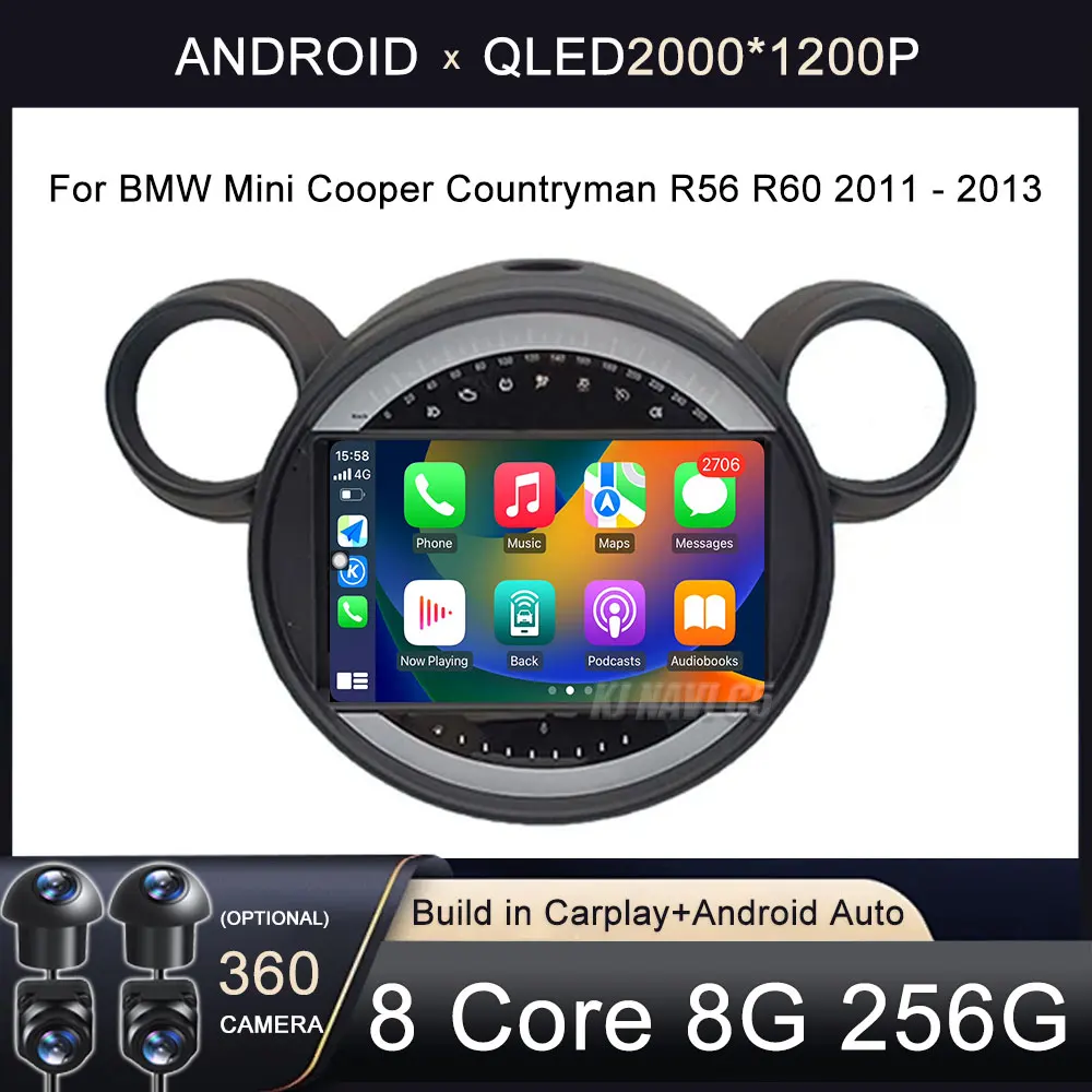 

Android 13 For BMW Mini Cooper Countryman R56 R60 2011 - 2013 Car Radio Wireless Carplay Auto AHD WIFI 4G Multimedia Autoradio