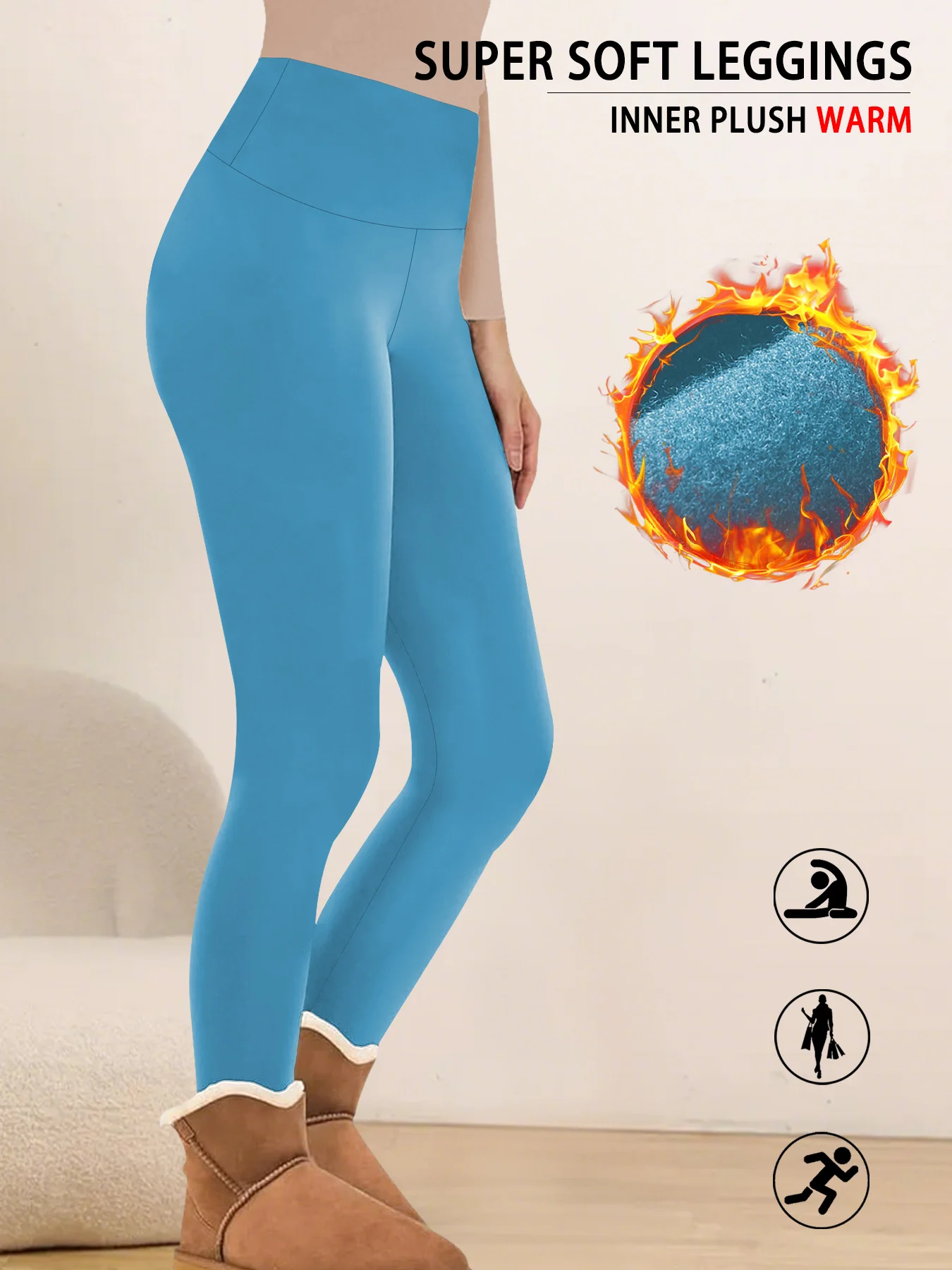 Kadın Termal Polar Astarlı Yüksek Bel Tayt. Kışlık Sıcak Kalın Tayt Yumuşak Yoga Pantolonu