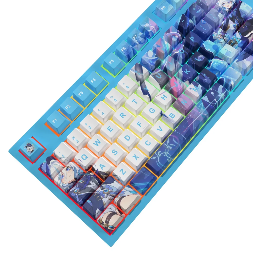 Genshin Impacto Caps Teclado Mecânico Keycap Anime Cartoon Furina Papel Cherry Keycaps Perfil Personalidade 125 Chaves - Imagem 2