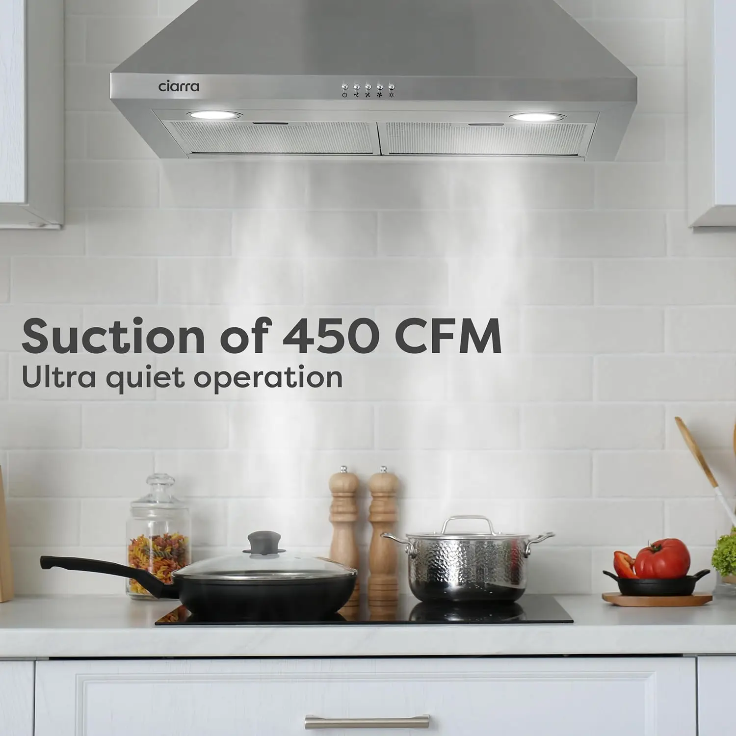 30 inch Wall Mount 450  Ductless Range Hood Vent for Kitchen Hood in Stainless Steel 5