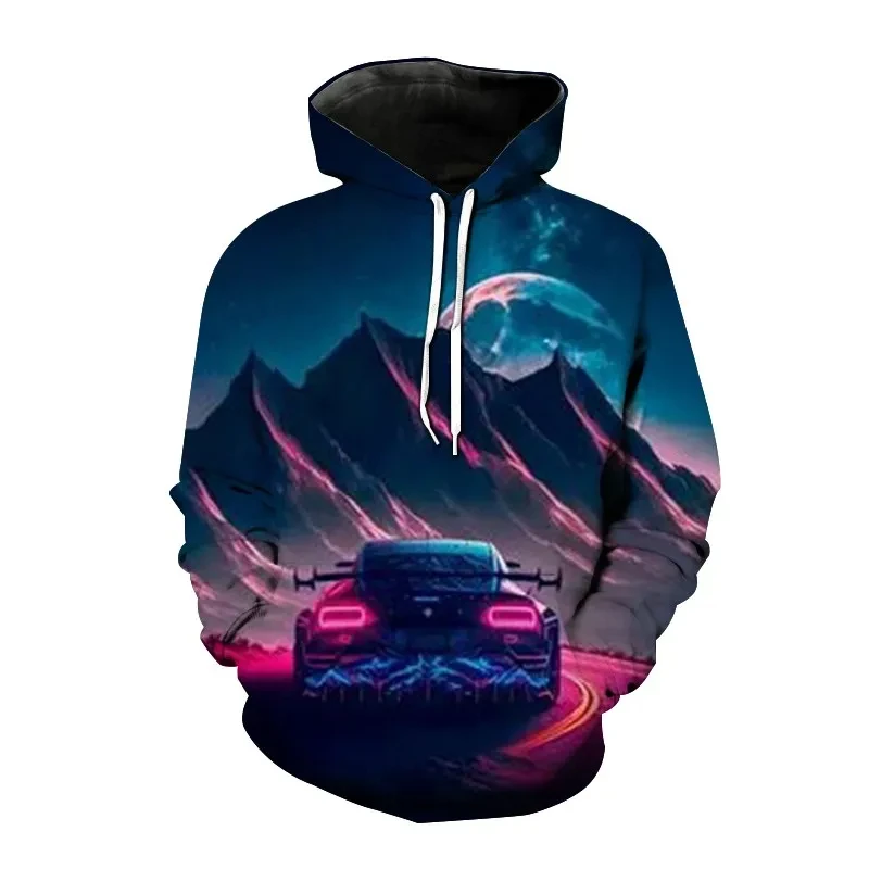 thumbnail image 1 of Sudadera con capucha con estampado 3D de coche deportivo para hombre, sudaderas con capucha informales holgadas de gran tamaño, ropa de calle para hombre, 1 of 5