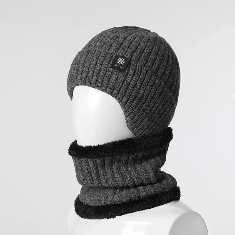 Men's Hat Winter Warm Knitted Hat Ear Protection Thickened Winter Autumn/Winter Knitted Neck Protection hat