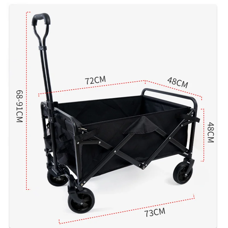 Camping Car Pull Rod Fishing Outdoor Camping Car Folding Small Cart  Shopping Vegetable Big Four Wheel Shopping Trailer - AliExpress