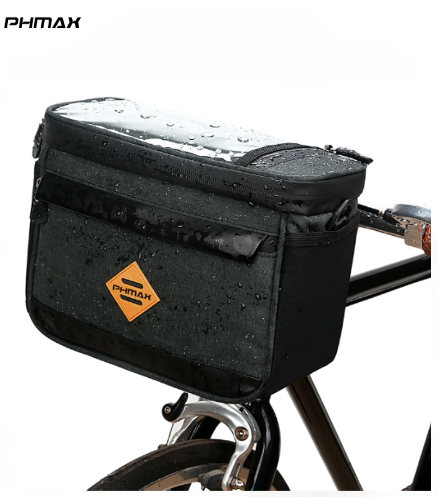 PHMAX Borsa anteriore per bici Borsa da manubrio portatile per bici da mountain bike Borsa portaoggetti MTB multitasca Borsa da bici impermeabile di grande capacità