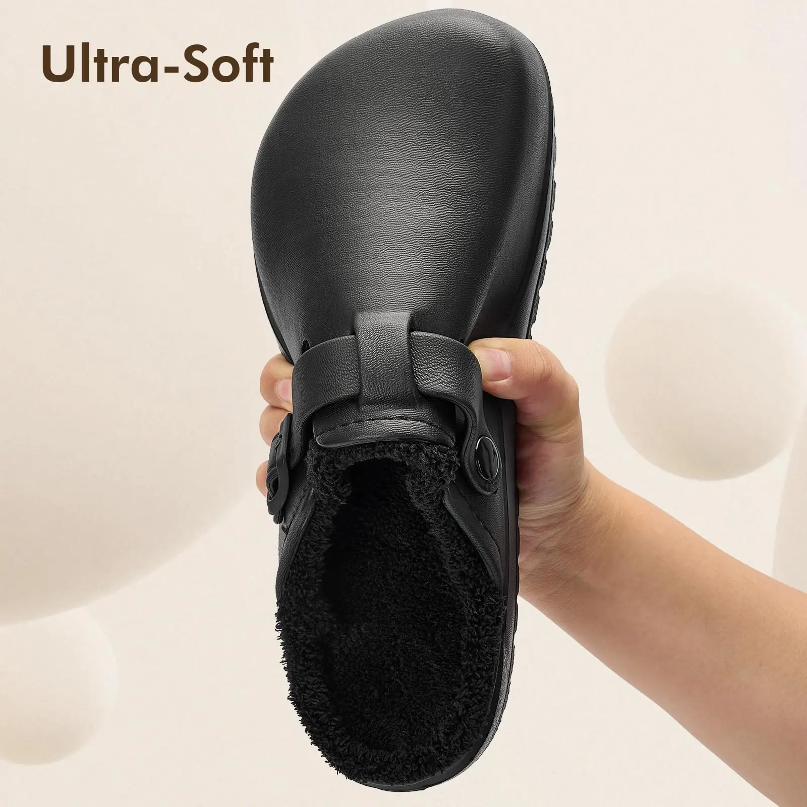 Womens Clogs Winter Mules Slip on Nurse Shoes Work Garden Slippers with Cotton Lined New Outdoor and Indoor Soft Cotton Shoes 3