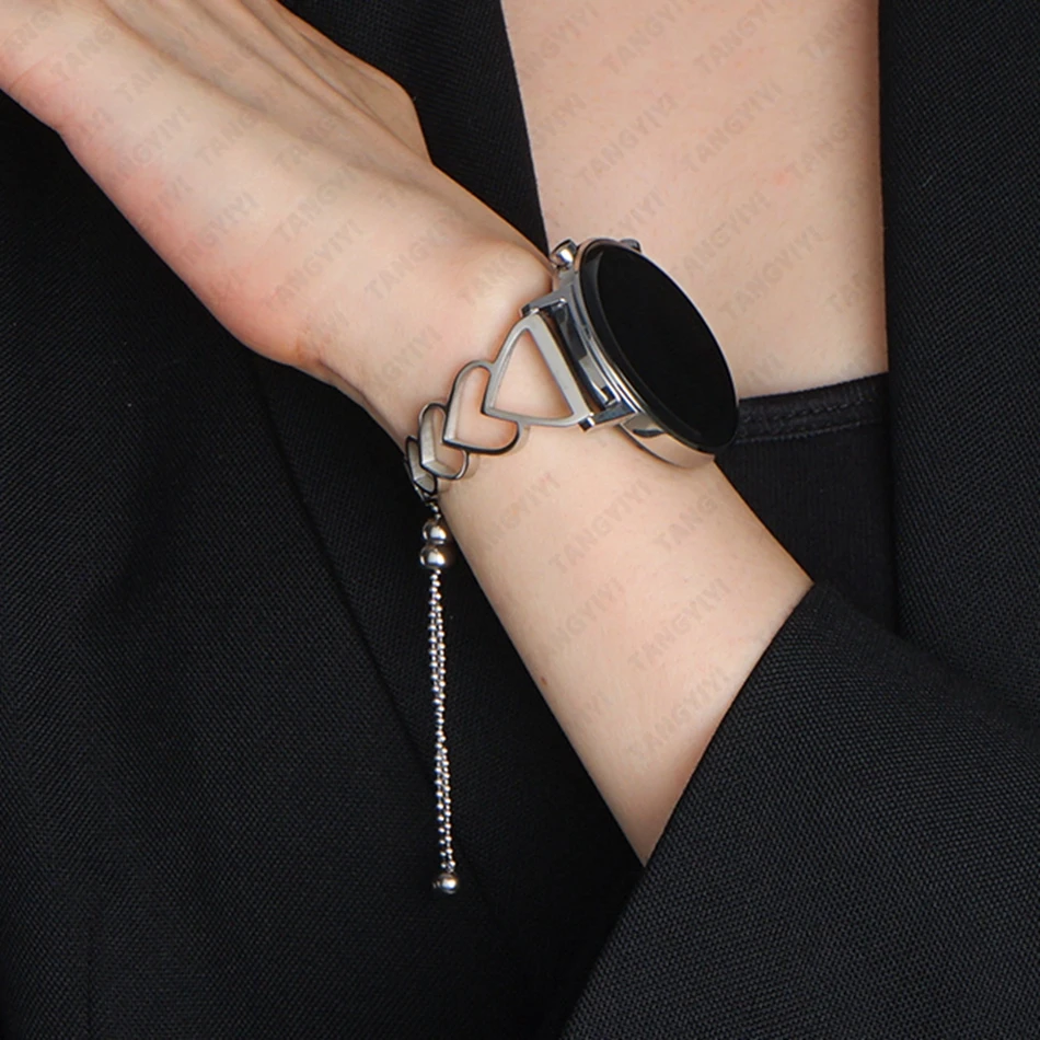 

20mm 22mm Strap For Samsung Galaxy Watch 4/Classic/46mm/Active 2/Gear S3/5/5 Pro 44mm 40mm Huawei GT 2/3 Pro Hollow Heart Band