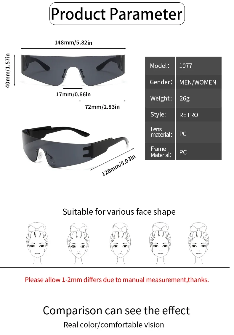 Rimless Punk Sunglasses - Trendy UV400 Shades for Men and Women