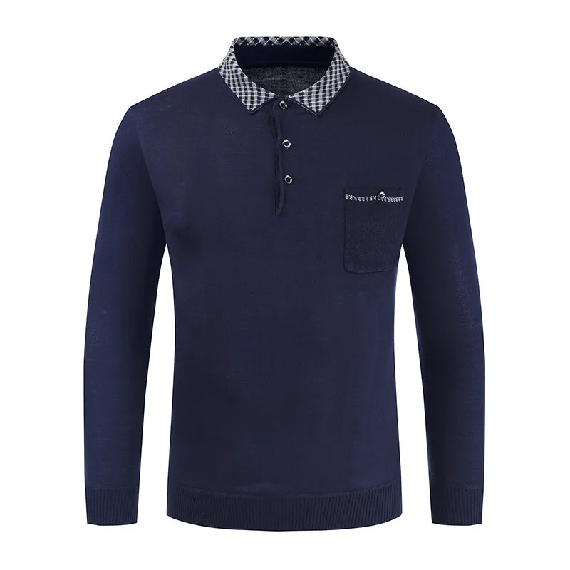 

Autumn and Winter New Men's T-shirt Tops Personality Lapel New Trend Korean Version Daily Business