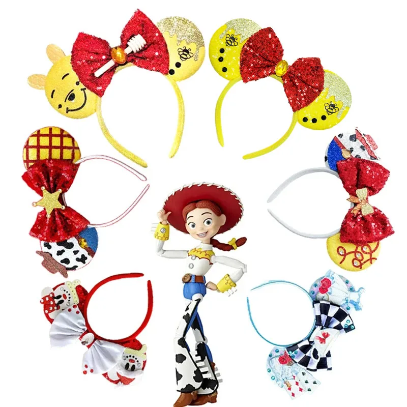 2024 Lovely Mickey Mouse Ears Headbands for Baby Girl Frozen Headband Adult Girl Accessories Adults/Kid Sequin Cosplay Hairband