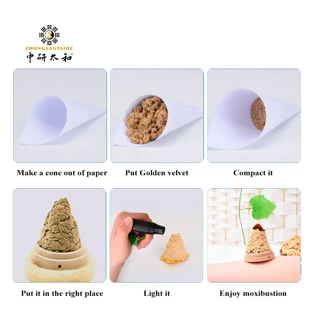 ZHONGYANTAIHE 50g Pure Moxa Velvet Premium Gold Velvet 30:1 Moxa Bag Bulk Mugwort Warm Channel and Expelling Cold moxa stick
