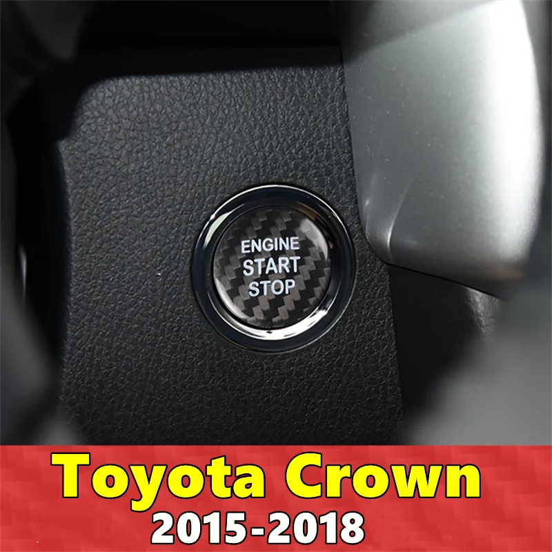 

For Toyota Crown Car Engine Start Stop Button Cover Real Carbon Fiber Sticker 2015 2016 2017 2018