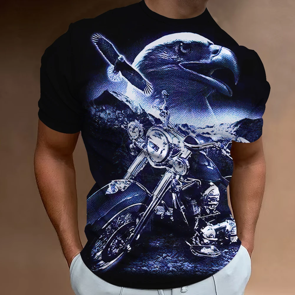 American Eagle Pattern Men'S Tees 3D Motorcycle Printing T-Shirt