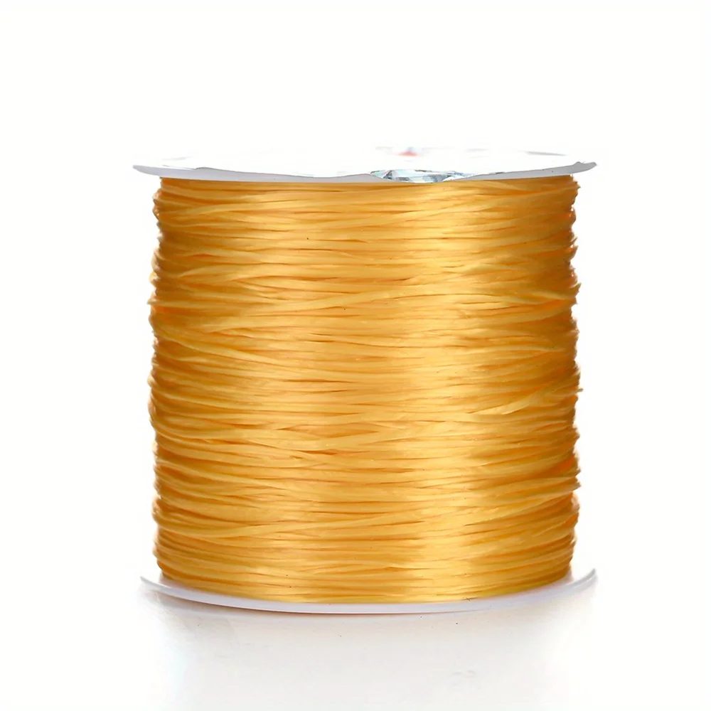 Sourcing Map Spago Elastico In Nylon Per Perline 4 Mm X 3,2 M | Filo Intrecciato Per Bracciali E Collane Fai Da Te | Colore Giallo Oro - 3
