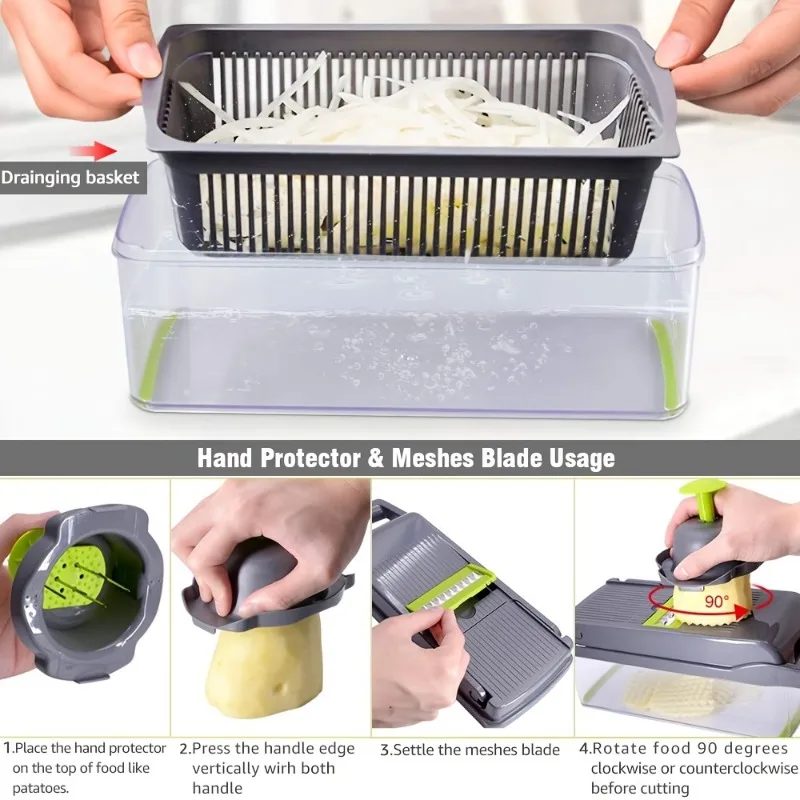 Multifunctional Vegetable Chopper 14 In 1 Cutter Dicer Slicer Mandoline For Onion Potato Tomato