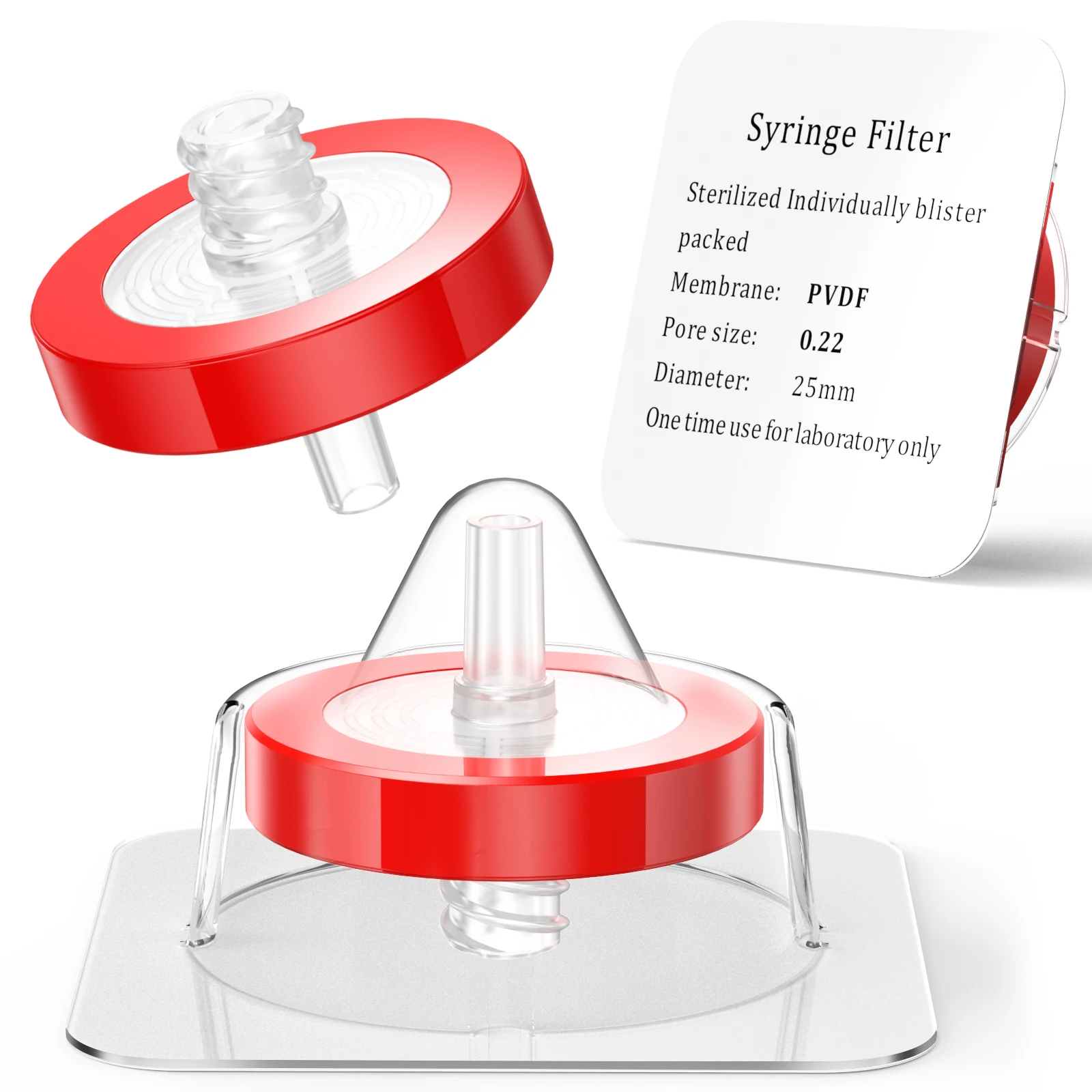 Sterile Filter Hydrophilic PVDF 25mm 0.22um Membrane High Throughput Individually Packed,10pcs