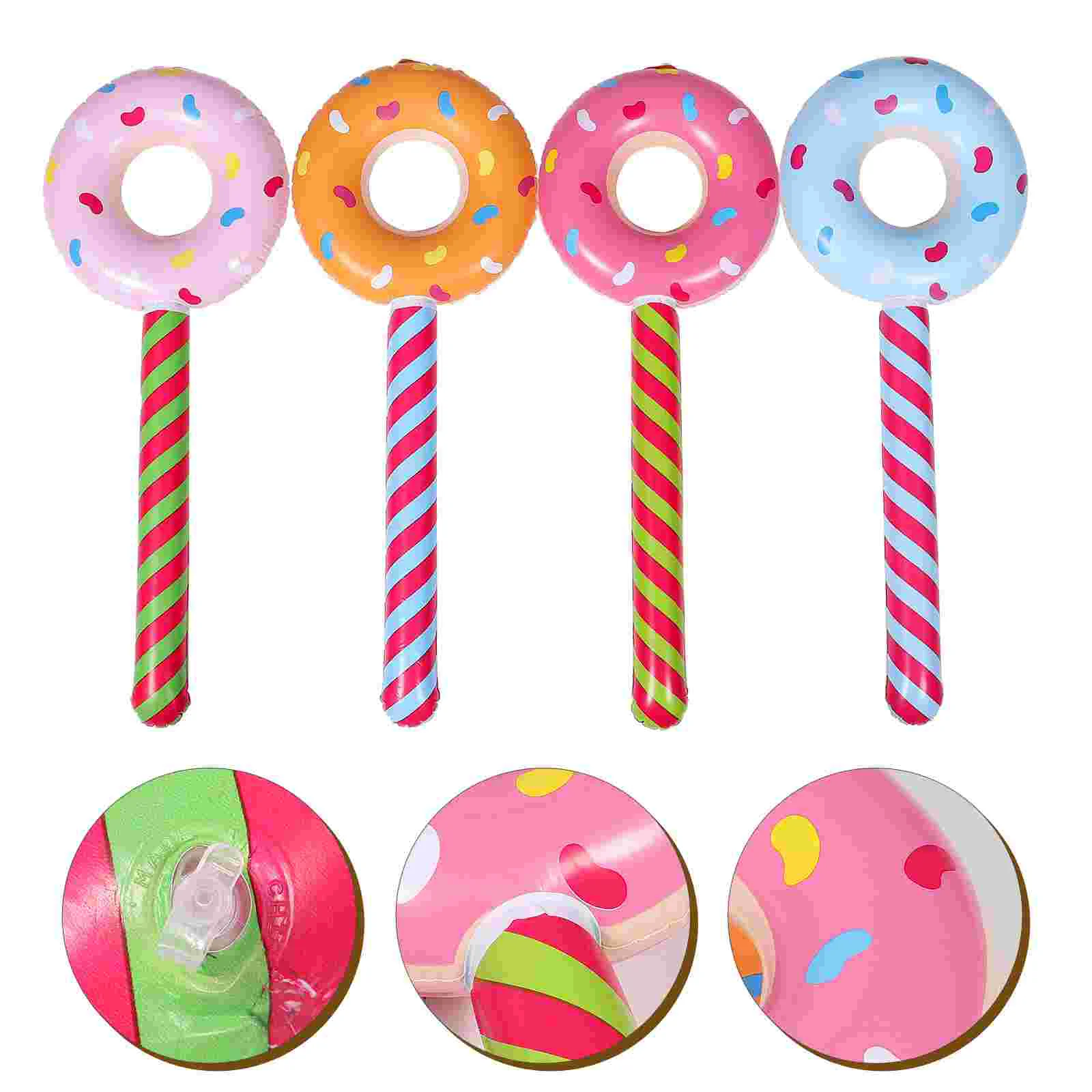 

Inflatable Donut Lollipops Pool Float Donut Shape Lollipop Stick Balloons for Party