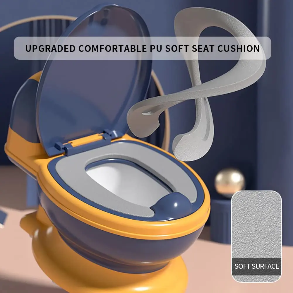 Kids Potty Training Toilet Seat Realistic Potty Training Seat for Toddlers with Soft PU Pad Wipe Storage Music Playing Function 6