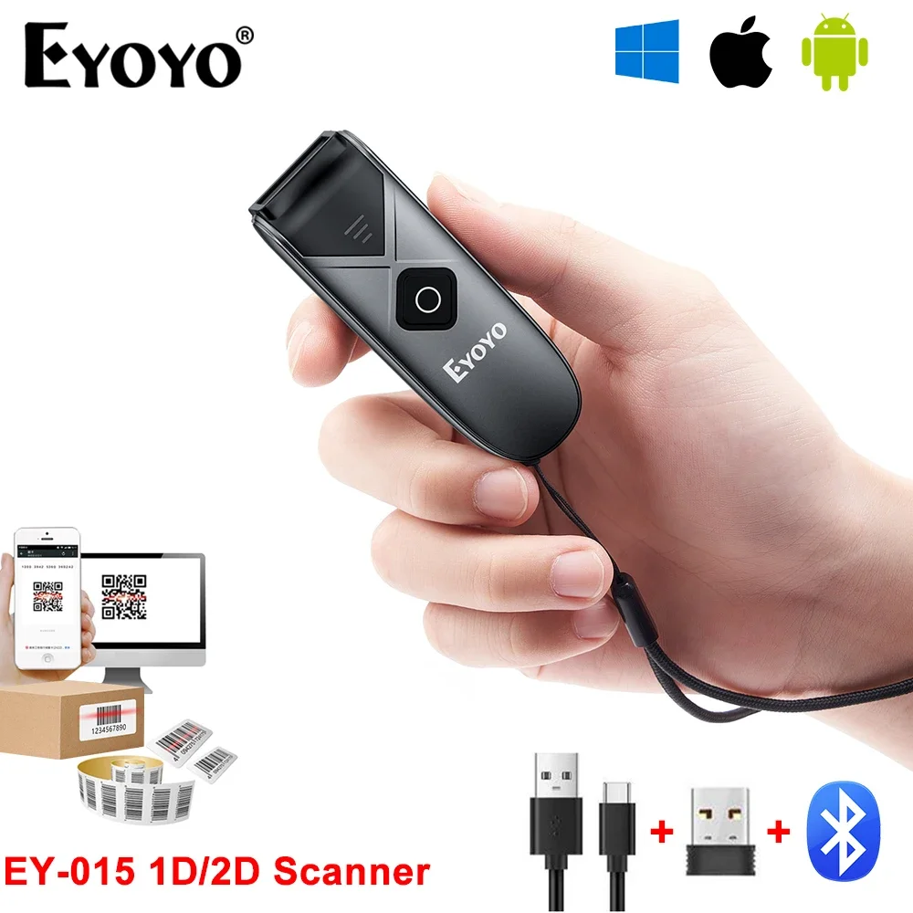 Eyoyo EY-015 Bluetooth ワイヤレス 1D/2D バーコードスキャナー ミニ