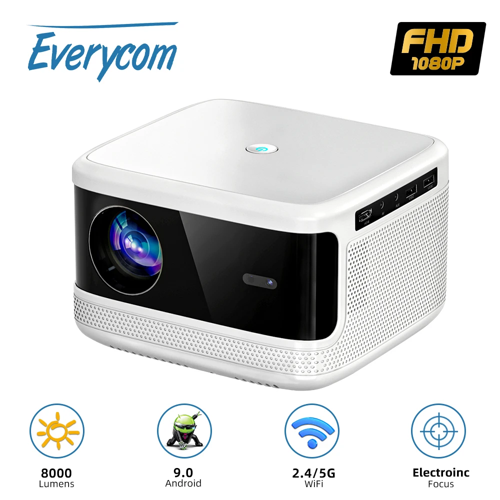 

Everycom T5 Beam Projector 1080P FHD 4K Projector 8000 Lumens Electric Focus Tv Smart LED Video Android 5G WIFI Home Theater