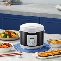 220V Mini Rice Cooker soup Steamer Heating Lunch Box Meal Heater Warmer 3L for Camping Black English Menue  home appliance u 2