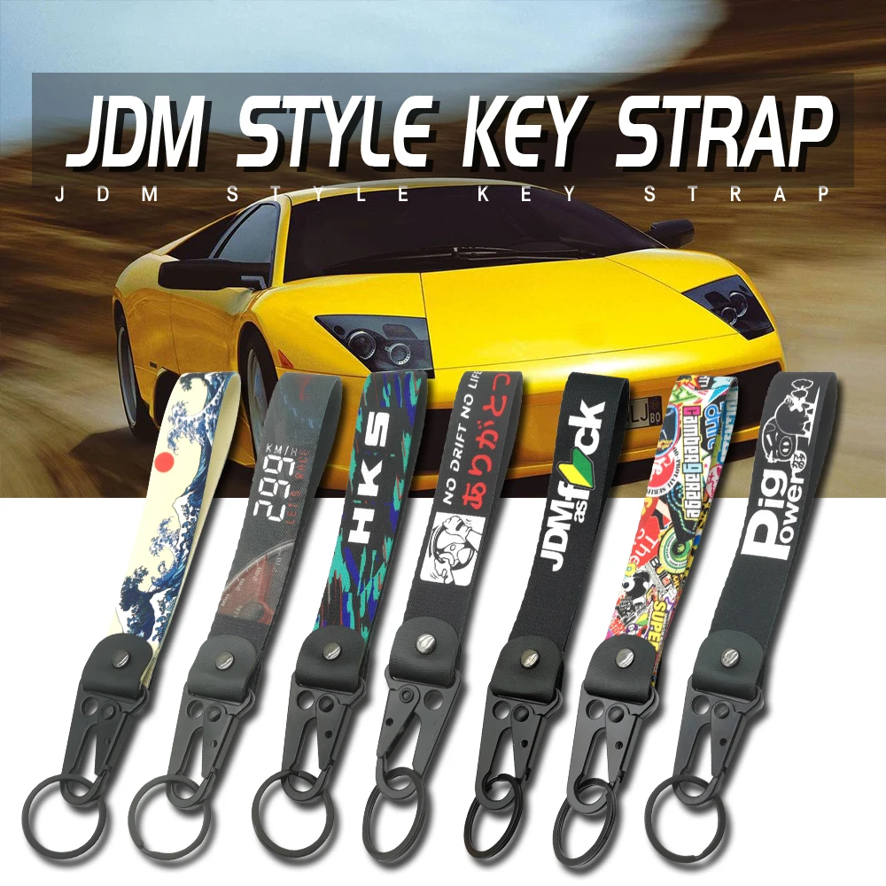 

New High-Quality JDM Racing Car Modified Style Wrist Keychain Key Rings Key Holder Heat Transfer Process FOR BRIDE