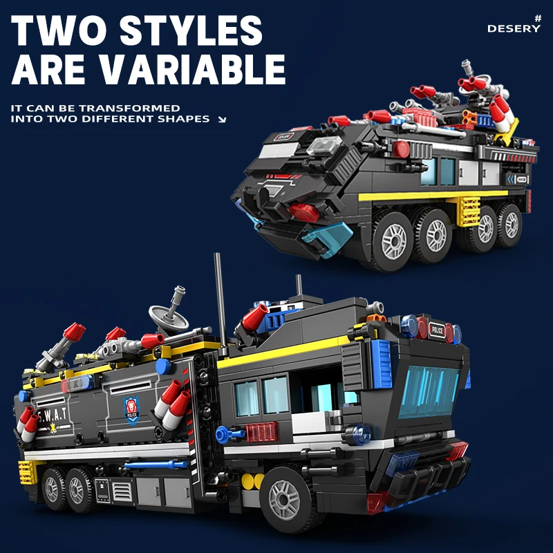 Giant 2in1 Transforming Police Car Building Blocks Set City Construction Bricks
