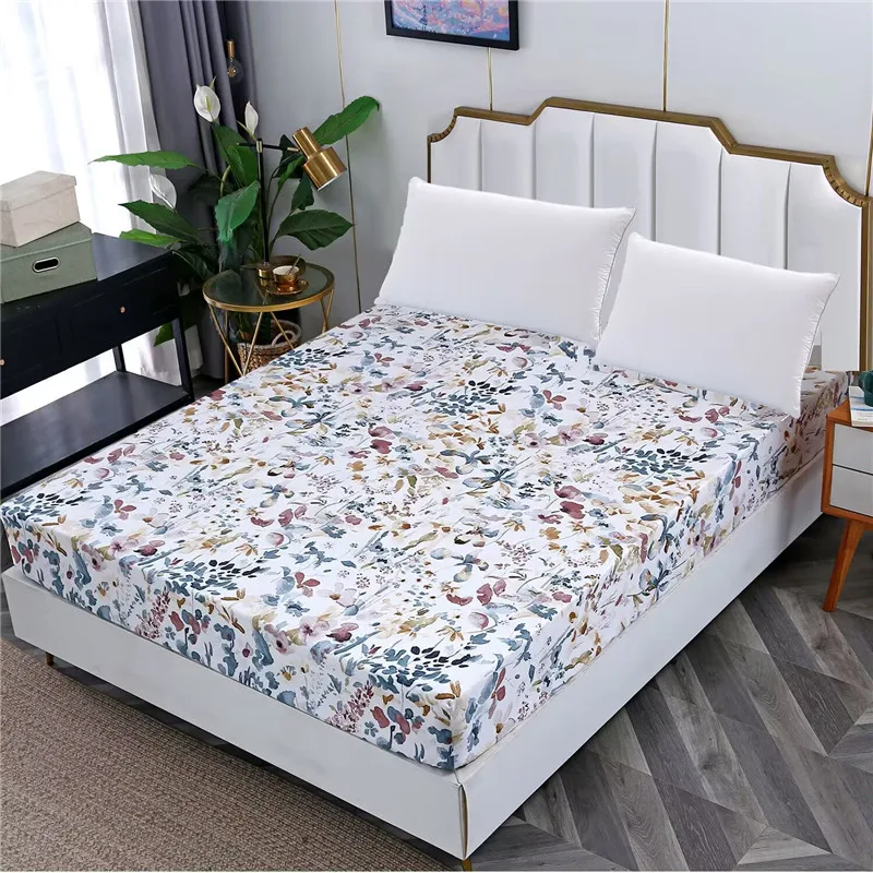 LAGMTA 1 Pc 100% Polyester Printing Fitted Sheet Mattress Cover Four Corners With Elastic Band Bed Sheet 2