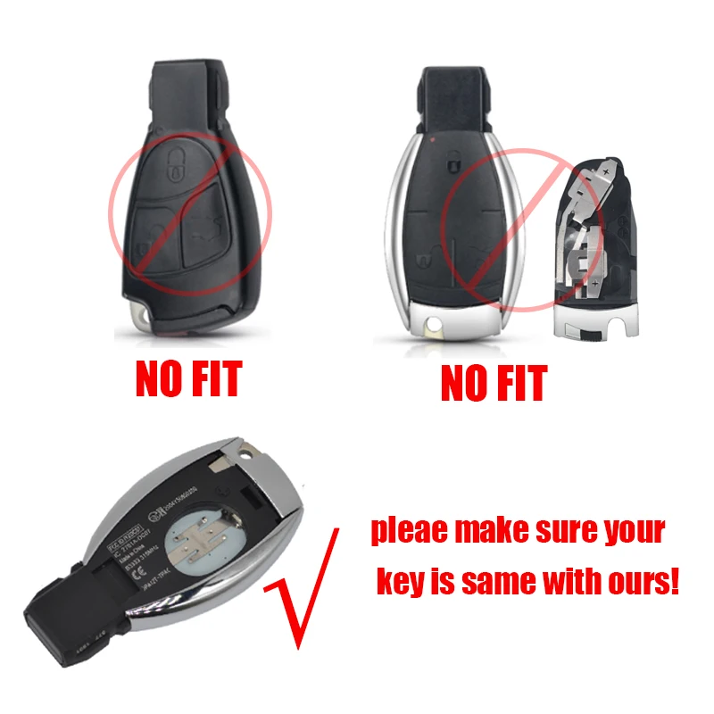 Keyless entry car key shell case 2/3/4buttons Mercedes Benz Year 2000+ A B E C S BGA/NEC remote blank replace DIY key key case