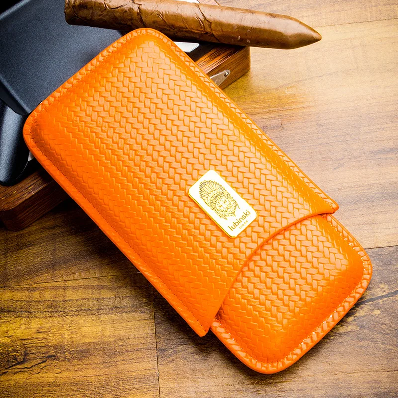 LUBINSKI-Portable Crocodile Embossed Cigar Case, Real Leather