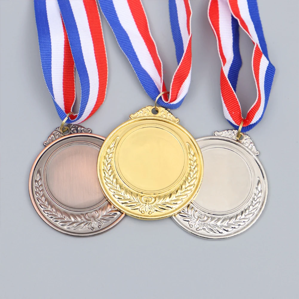 5.2cm Gold/Silver/Bronze Medal Class Rewards with Neck Ribbon Competition Awards Metal Winner Medals for Sports Competition