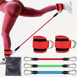 Enhanced Fitness Resistance Band Set with Ankle Straps for Workout, Exercise, and Yoga (Rope Red Set)