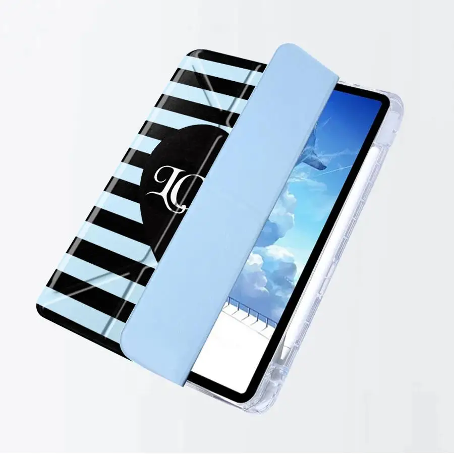 Elegant Black Stripes Tablet Case with Y-Fold Design