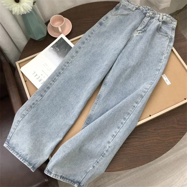 Baggy Jeans High Waist Women Clothing Korean Wide-legged Straight Female  Jeans Boyfriend Jeans for Woman Denim Joggers Solid New - AliExpress