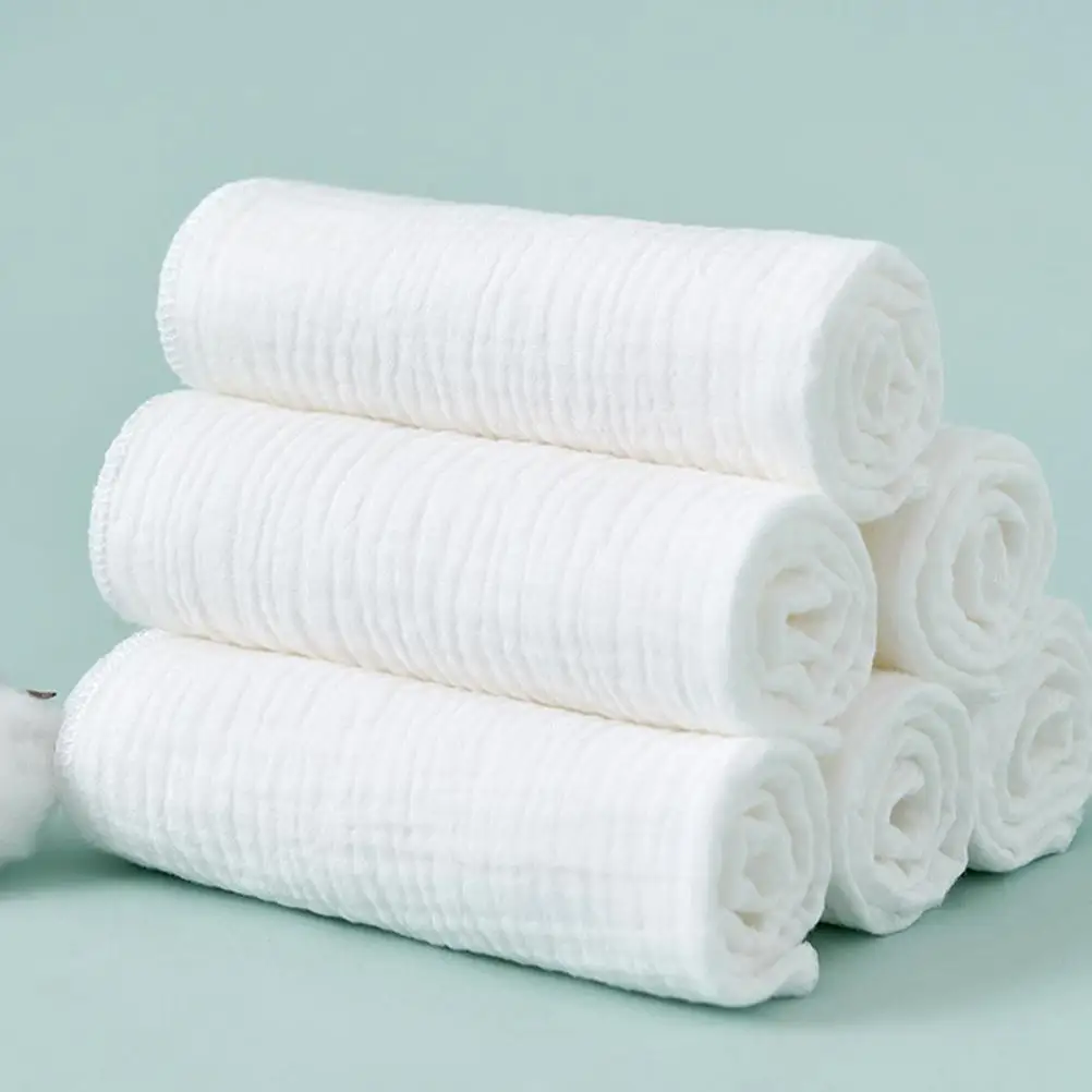 8 Pcs Cotton Diapers Reusable Washable Baby Cloth Nappies 43x45cm White Newborn Muslin Burp Cloth Toddler Pee Training Diaper - 5