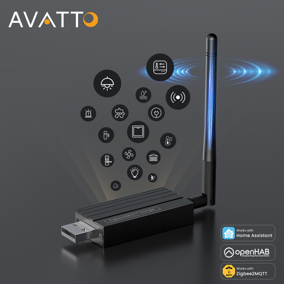 AVATTO Zigbee Gateway Hub Support Home Assistant Zigbee2MQTT，Zigbee 3.0 USB Dongle Plus Universal For OpenHAB，Alexa，Google Home
