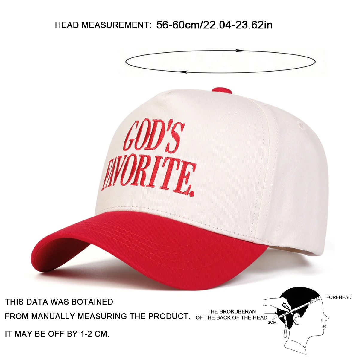 Unisex Baseballkappen mit Buchstaben-Stickerei „GOD'S FAVORITE“ für Frühling und Herbst, verstellbare Freizeithüte für den Außenbereich, Sonnenschutzhut, Sportkappe – Detail 6