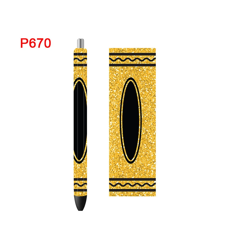 6PCS 4.75x1.5'' Epoxy Pen Wrapping Stickers Teacher Pen Glitter
