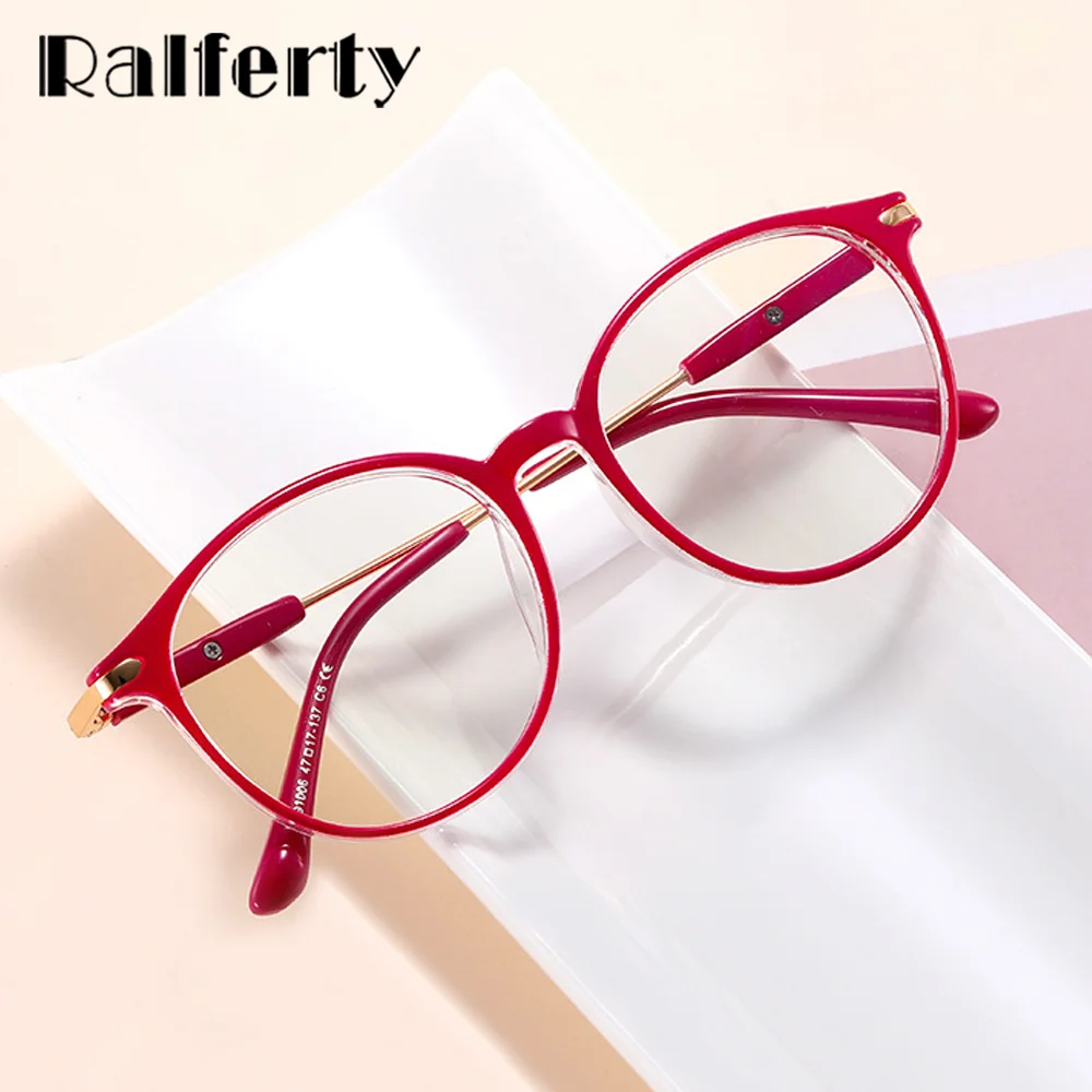 Ralferty Clear Glasses for Kids Girls TR90 Round Transparent Eyeglass Frame Children Optical Prescription Myopia Frame Anti Blue 3