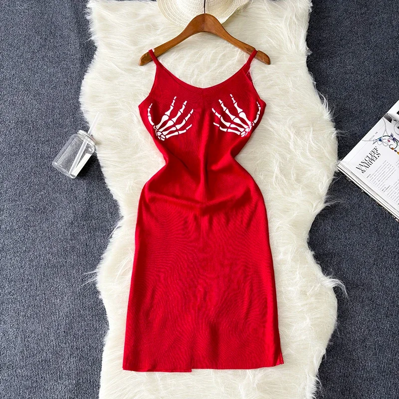 Women's Knit Strap Hollow Out Bodycon Dress – Backless Split Long Sundress With Elastic Waist, Beach & Party Wear