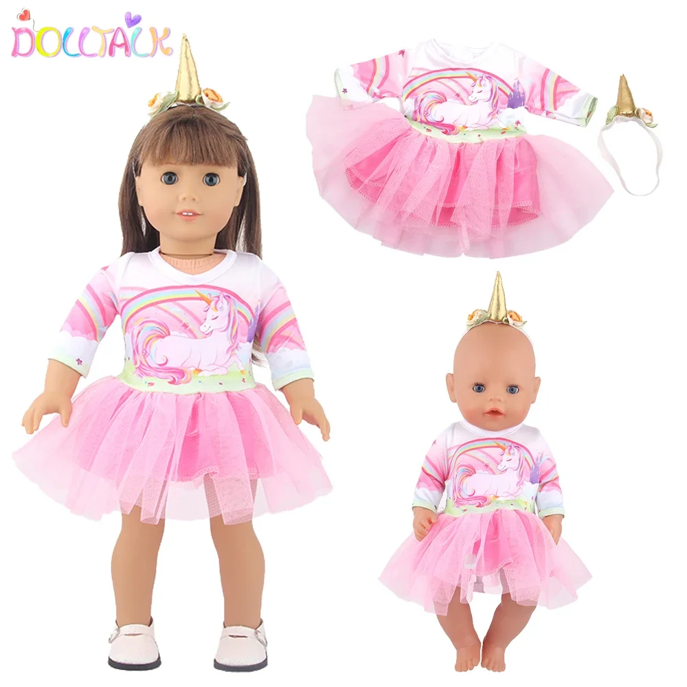 New Cute Pink Animal Dress + Copricapo Set Per American 18 Pollici Girl Doll Abbigliamento Accessori Gonna Set Per 43Cm New Born,Og Doll