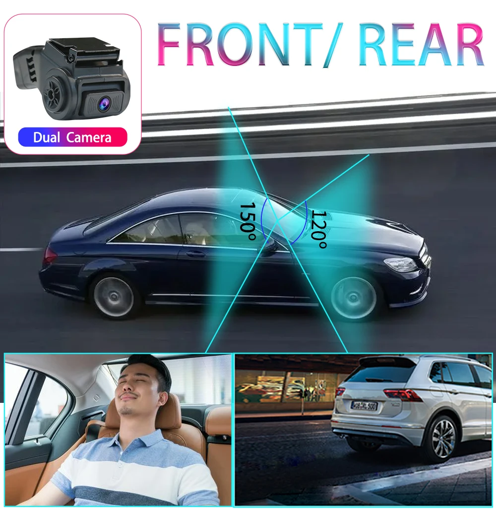 1080P Front and Rear View Dual Lens AHD Camera Inside for Bus/Taxi/Online Car Hailing HD Night Vision Audio Pickup 2CH Cam