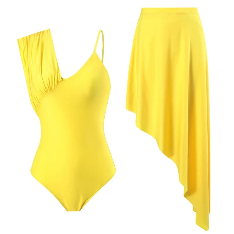 2024New Solid Color Sexy One Piece Swimsuit Women's Tight Conservative Hot Spring Vacation Swimsuit Suit