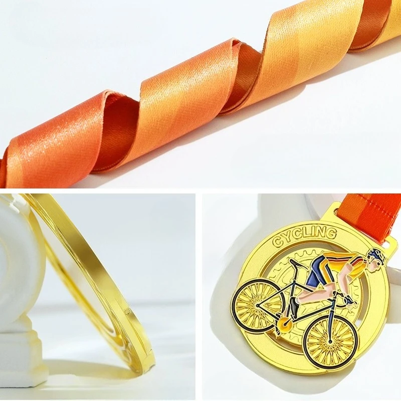 Customized Metal Medal For Cycling Competition Gold, Silver, Bronze Honor Team School Activity Home Decoration Neck Hanging, 1Pc