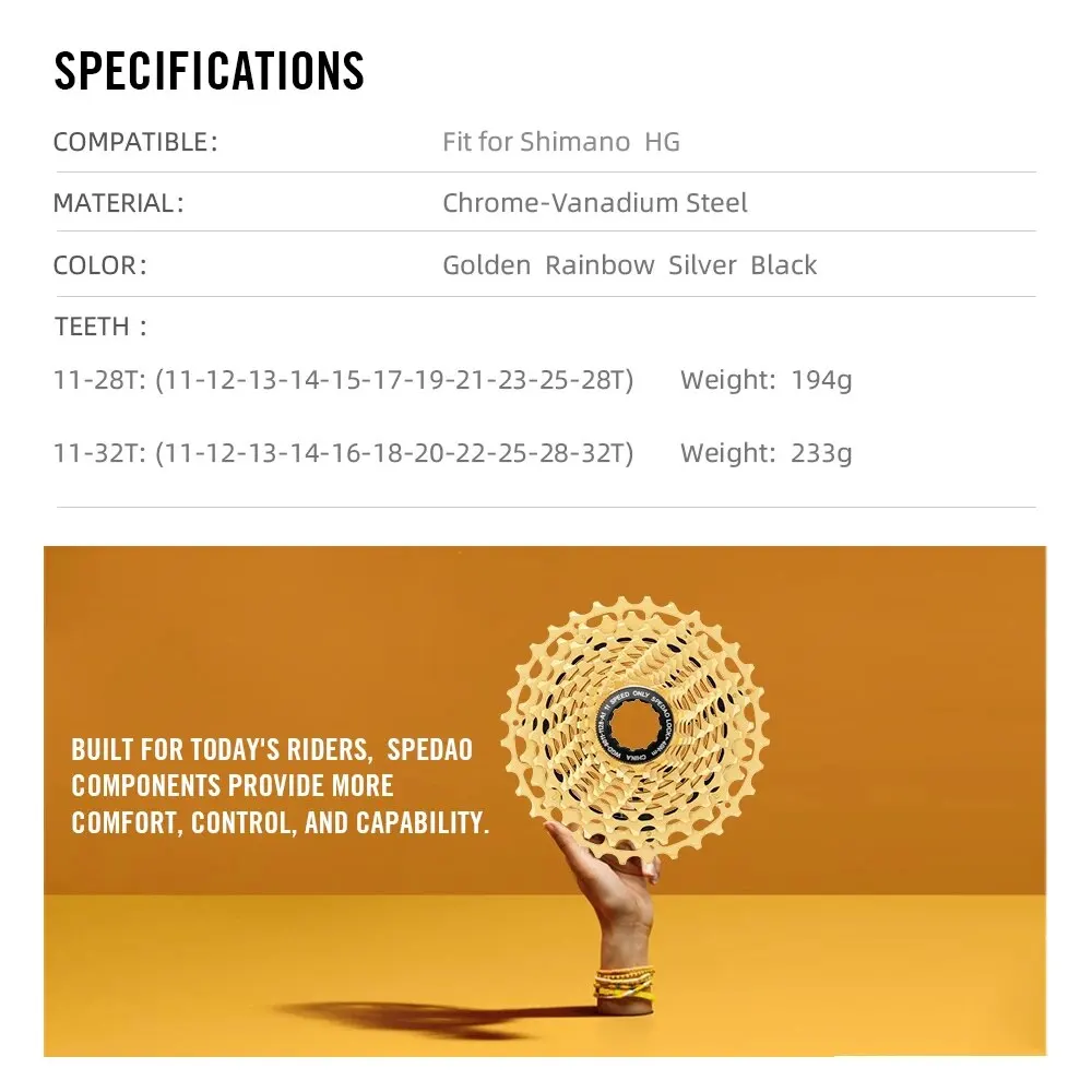 Bicycle Cassette SPEDAO Road Bike Ultralight 11 Speed 11-28/32 CNC Freewheel K7 11V 11S HG Sprocket For R9100 Flywheels