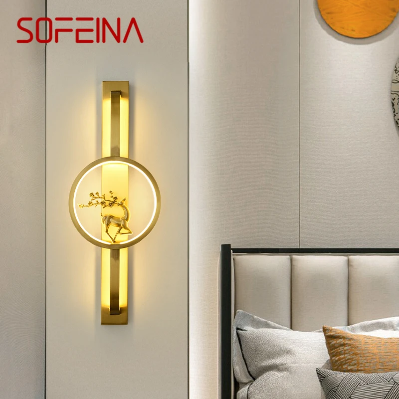 

SOFEINA Brass Wall Lamp LED Modern Luxury Sconce Light Interior Decor Home Bedroom Bedside Living Room Corridor Lighting