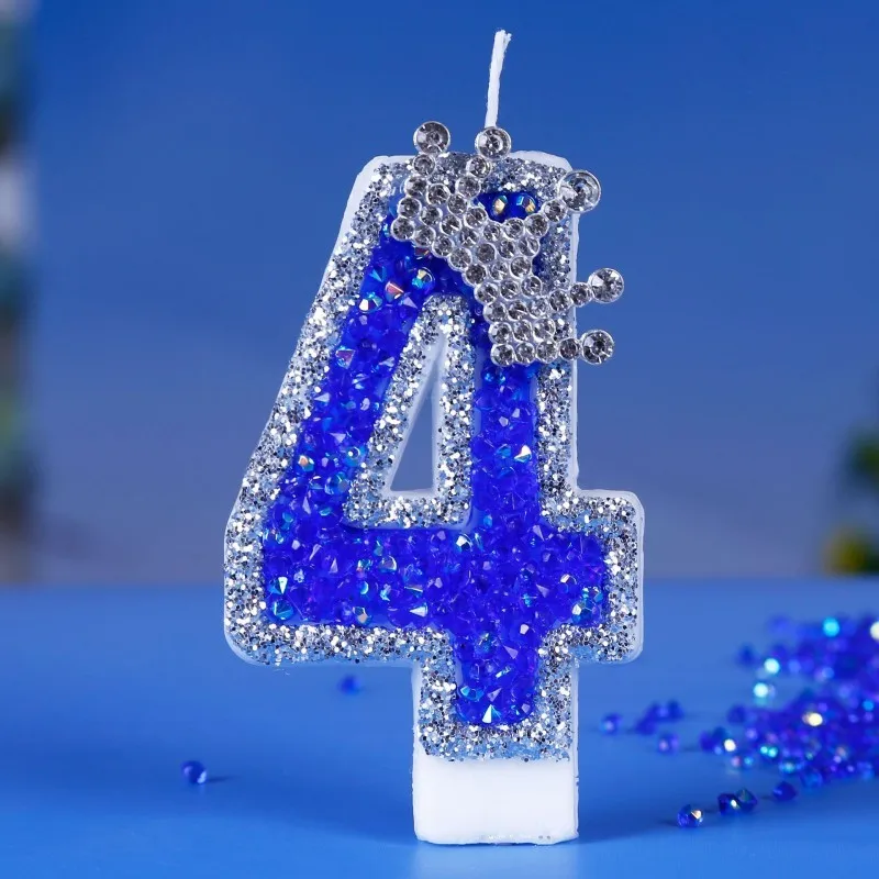 Crown Candles Colorful Sequin Cake Topper with Handmade Crown Design