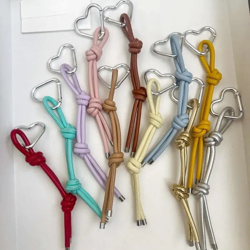 A52E Elegante Liebe Thema PU Leder Schlüssel Ring Metall Herz Charme Schlüsselbund Hängen Ornament Tragen Beständig Täglichen – Detail 8