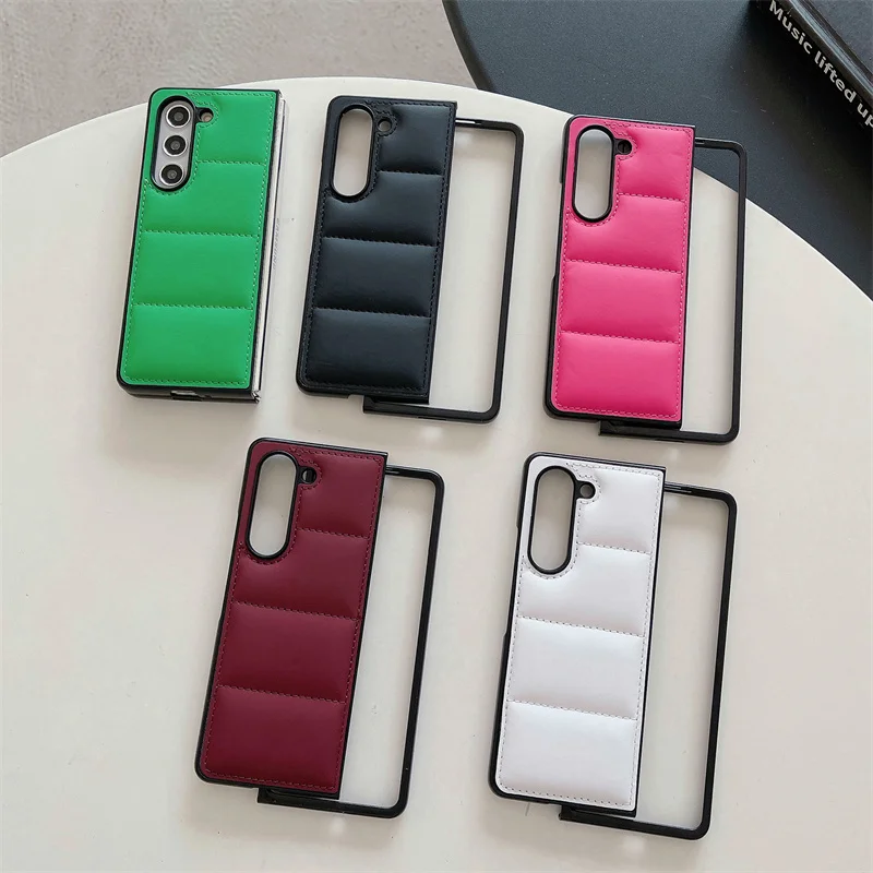 Fashion Winter Puffer Down Jacker Custodia Per Telefono Carina Per Samsung Galaxy Z Fold 5 4 3 Z Fold4 Fold5 Fold3 5G Cover Custodie Carine Da Donna