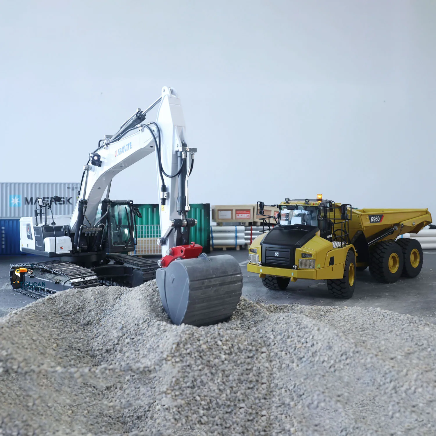 Upgraded Version Kabolite K961-100S RC Hydraulic Excavator 1/18 HUINA K336GC Light Engineering Digger Painted Model TH22472 3