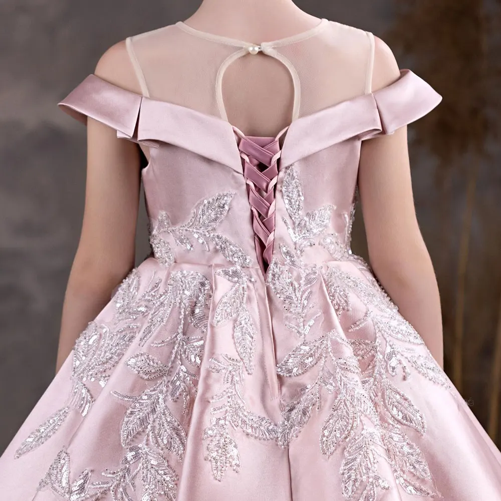 先行　新品未使用タグ付き　winter rose dress Jill Wish Luxury Pink Flower Girl Dress Appliques Sequined